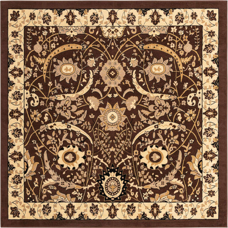 Brown 7' 10 x 7' 10 Espahan Square Area Rug 100% Polypropylene Stain Resistant Carpet With Cotton Backing Vivid Colorful Traditional Interior Design for Sale at Rug Engine