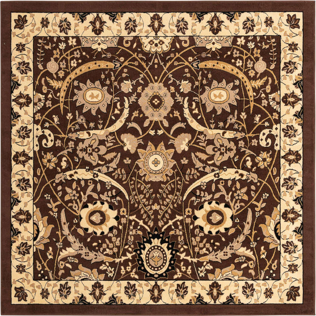 Brown 7' 10 x 7' 10 Espahan Square Area Rug 100% Polypropylene Stain Resistant Carpet With Cotton Backing Vivid Colorful Traditional Interior Design for Sale at Rug Engine
