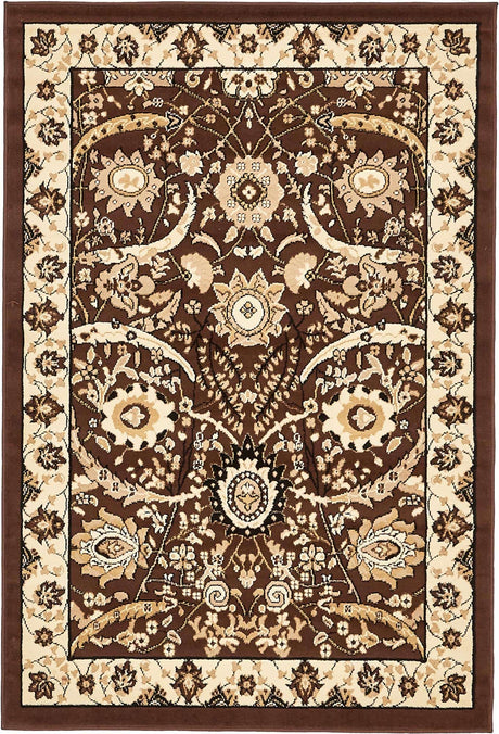 Brown 4' 1 x 6' 1 Espahan Rectangle Area Rug 100% Polypropylene Stain Resistant Carpet With Cotton Backing Vivid Colorful Traditional Interior Design for Sale at Rug Engine