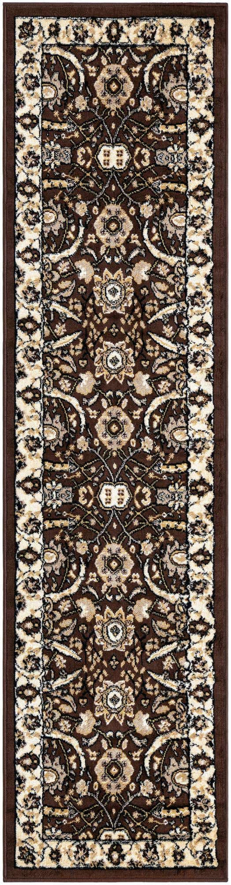 Brown 2' x 8' 2 Espahan Runner Area Rug 100% Polypropylene Stain Resistant Carpet With Cotton Backing Vivid Colorful Traditional Interior Design for Sale at Rug Engine