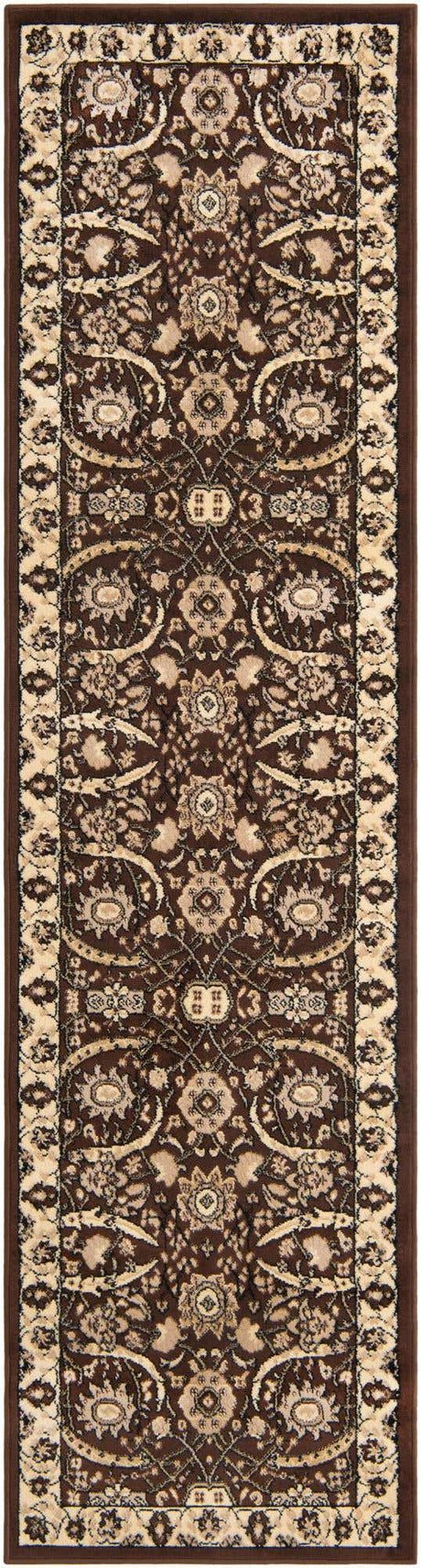 Brown 2' 7 x 10' Espahan Runner Area Rug 100% Polypropylene Stain Resistant Carpet With Cotton Backing Vivid Colorful Traditional Interior Design for Sale at Rug Engine