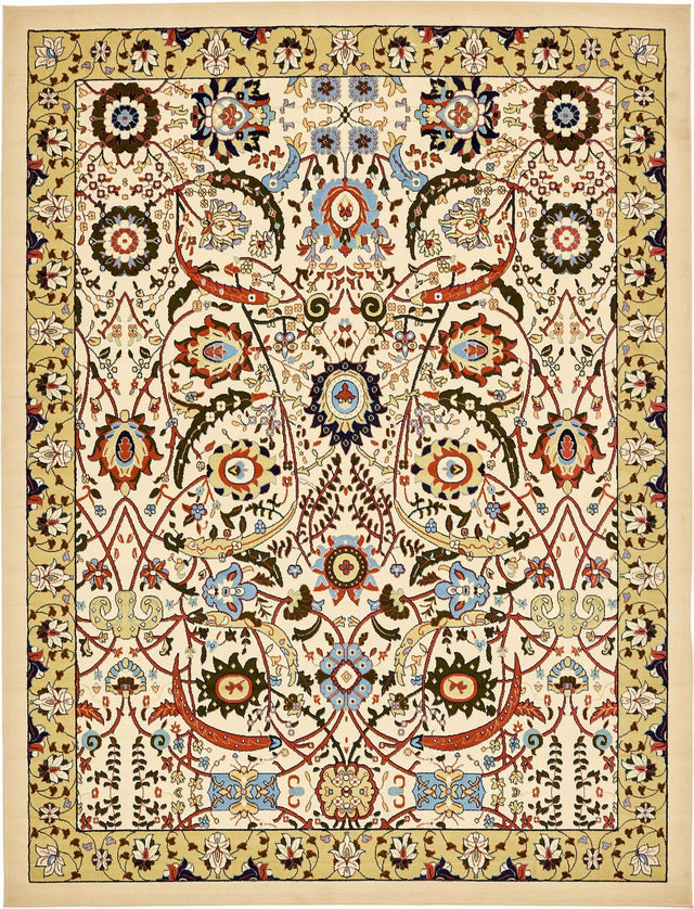 Cream 10' x 13' 1 Espahan Rectangle Area Rug 100% Polypropylene Stain Resistant Carpet With Cotton Backing Vivid Colorful Traditional Interior Design for Sale at Rug Engine