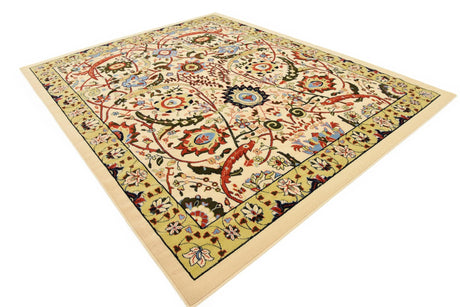 Cream 7' 10 x 10' Espahan Rectangle Area Rug 100% Polypropylene Stain Resistant Carpet With Cotton Backing Vivid Colorful Traditional Interior Design for Sale at Rug Engine