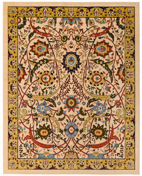 Cream 7' 10 x 10' Espahan Rectangle Area Rug 100% Polypropylene Stain Resistant Carpet With Cotton Backing Vivid Colorful Traditional Interior Design for Sale at Rug Engine