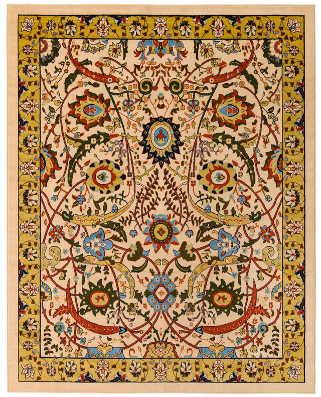 Cream 7' 10 x 10' Espahan Rectangle Area Rug 100% Polypropylene Stain Resistant Carpet With Cotton Backing Vivid Colorful Traditional Interior Design for Sale at Rug Engine
