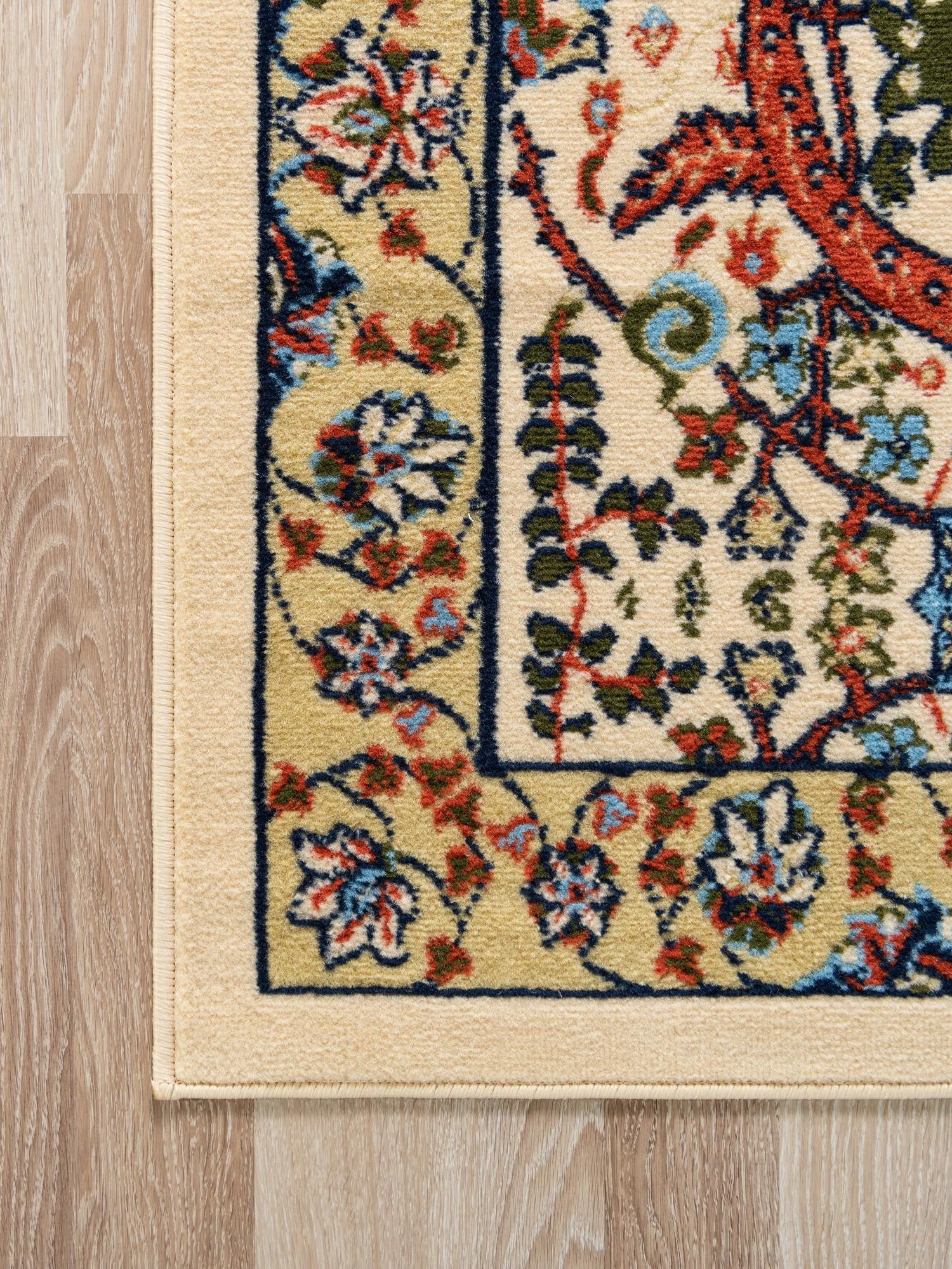 Cream 4' 1 x 6' 1 Espahan Rectangle Area Rug 100% Polypropylene Stain Resistant Carpet With Cotton Backing Vivid Colorful Traditional Interior Design for Sale at Rug Engine