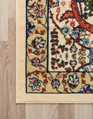 Cream 9' x 12' Espahan Rectangle Area Rug 100% Polypropylene Stain Resistant Carpet With Cotton Backing Vivid Colorful Traditional Interior Design for Sale at Rug Engine