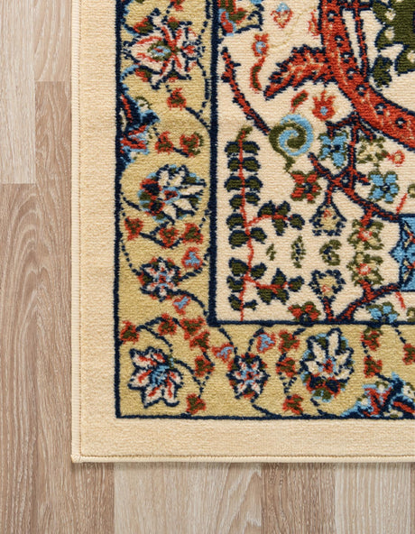 Cream 2' x 3' 1 Espahan Rectangle Area Rug 100% Polypropylene Stain Resistant Carpet With Cotton Backing Vivid Colorful Traditional Interior Design for Sale at Rug Engine
