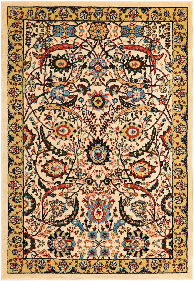 Cream 5' 3 x 8' Espahan Rectangle Area Rug 100% Polypropylene Stain Resistant Carpet With Cotton Backing Vivid Colorful Traditional Interior Design for Sale at Rug Engine