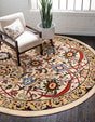 Cream 7' 10 x 7' 10 Espahan Round Area Rug 100% Polypropylene Stain Resistant Carpet With Cotton Backing Vivid Colorful Traditional Interior Design for Sale at Rug Engine