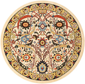Cream 7' 10 x 7' 10 Espahan Round Area Rug 100% Polypropylene Stain Resistant Carpet With Cotton Backing Vivid Colorful Traditional Interior Design for Sale at Rug Engine