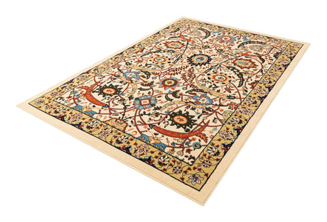 Cream 6' 1 x 9' Espahan Rectangle Area Rug 100% Polypropylene Stain Resistant Carpet With Cotton Backing Vivid Colorful Traditional Interior Design for Sale at Rug Engine