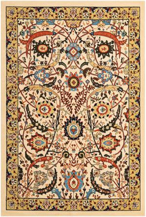 Cream 6' 1 x 9' Espahan Rectangle Area Rug 100% Polypropylene Stain Resistant Carpet With Cotton Backing Vivid Colorful Traditional Interior Design for Sale at Rug Engine