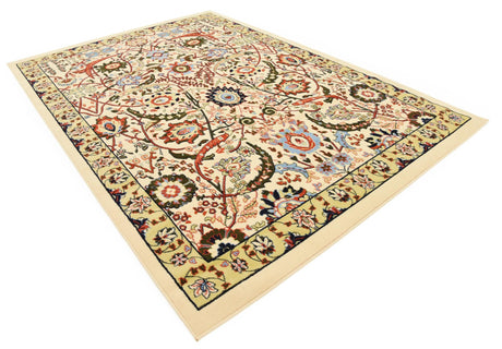 Cream 7' 1 x 10' Espahan Rectangle Area Rug 100% Polypropylene Stain Resistant Carpet With Cotton Backing Vivid Colorful Traditional Interior Design for Sale at Rug Engine
