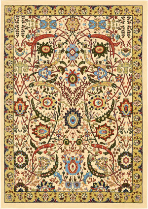 Cream 7' 1 x 10' Espahan Rectangle Area Rug 100% Polypropylene Stain Resistant Carpet With Cotton Backing Vivid Colorful Traditional Interior Design for Sale at Rug Engine