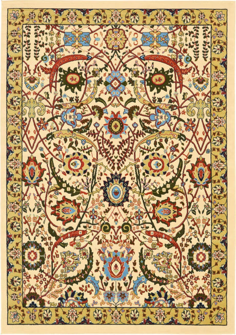 Cream 7' 1 x 10' Espahan Rectangle Area Rug 100% Polypropylene Stain Resistant Carpet With Cotton Backing Vivid Colorful Traditional Interior Design for Sale at Rug Engine