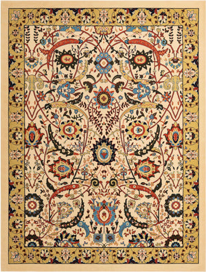 Cream 9' x 12' Espahan Rectangle Area Rug 100% Polypropylene Stain Resistant Carpet With Cotton Backing Vivid Colorful Traditional Interior Design for Sale at Rug Engine