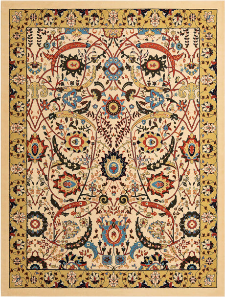 Cream 9' x 12' Espahan Rectangle Area Rug 100% Polypropylene Stain Resistant Carpet With Cotton Backing Vivid Colorful Traditional Interior Design for Sale at Rug Engine