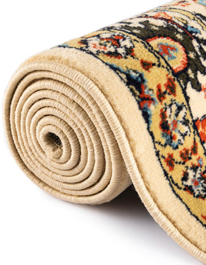 Cream 7' 10 x 7' 10 Espahan Square Area Rug 100% Polypropylene Stain Resistant Carpet With Cotton Backing Vivid Colorful Traditional Interior Design for Sale at Rug Engine