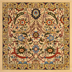Cream 7' 10 x 7' 10 Espahan Square Area Rug 100% Polypropylene Stain Resistant Carpet With Cotton Backing Vivid Colorful Traditional Interior Design for Sale at Rug Engine