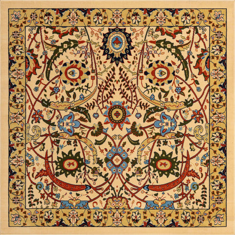 Cream 7' 10 x 7' 10 Espahan Square Area Rug 100% Polypropylene Stain Resistant Carpet With Cotton Backing Vivid Colorful Traditional Interior Design for Sale at Rug Engine