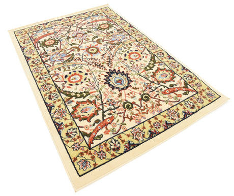 Cream 4' 1 x 6' 1 Espahan Rectangle Area Rug 100% Polypropylene Stain Resistant Carpet With Cotton Backing Vivid Colorful Traditional Interior Design for Sale at Rug Engine