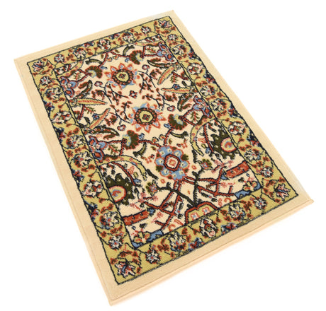 Cream 2' x 3' 1 Espahan Rectangle Area Rug 100% Polypropylene Stain Resistant Carpet With Cotton Backing Vivid Colorful Traditional Interior Design for Sale at Rug Engine