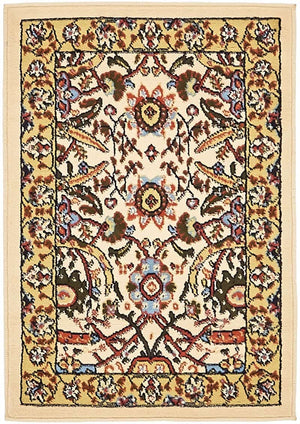 Cream 2' x 3' 1 Espahan Rectangle Area Rug 100% Polypropylene Stain Resistant Carpet With Cotton Backing Vivid Colorful Traditional Interior Design for Sale at Rug Engine