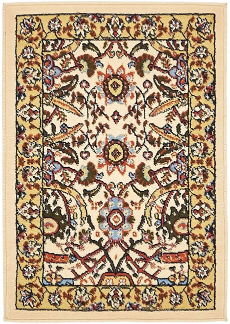 Cream 2' x 3' 1 Espahan Rectangle Area Rug 100% Polypropylene Stain Resistant Carpet With Cotton Backing Vivid Colorful Traditional Interior Design for Sale at Rug Engine