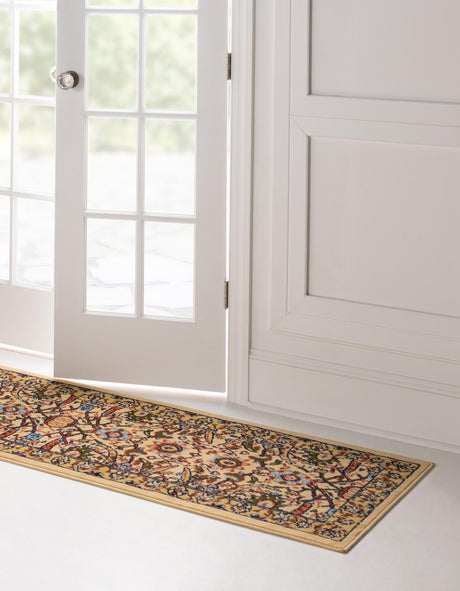 Cream 2' x 8' 2 Espahan Runner Area Rug 100% Polypropylene Stain Resistant Carpet With Cotton Backing Vivid Colorful Traditional Interior Design for Sale at Rug Engine