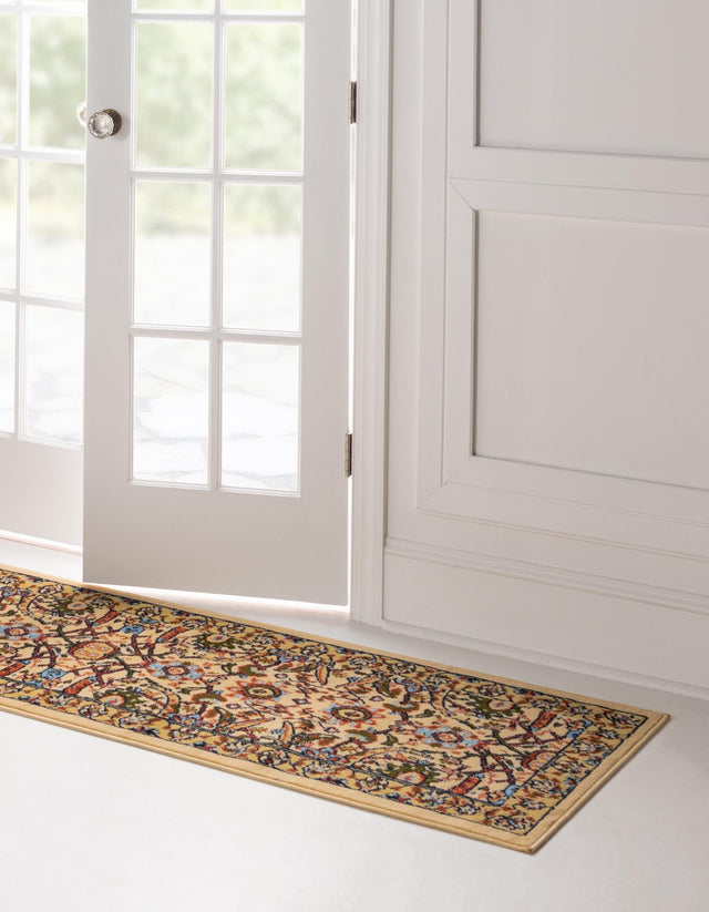 Cream 2' x 8' 2 Espahan Runner Area Rug 100% Polypropylene Stain Resistant Carpet With Cotton Backing Vivid Colorful Traditional Interior Design for Sale at Rug Engine