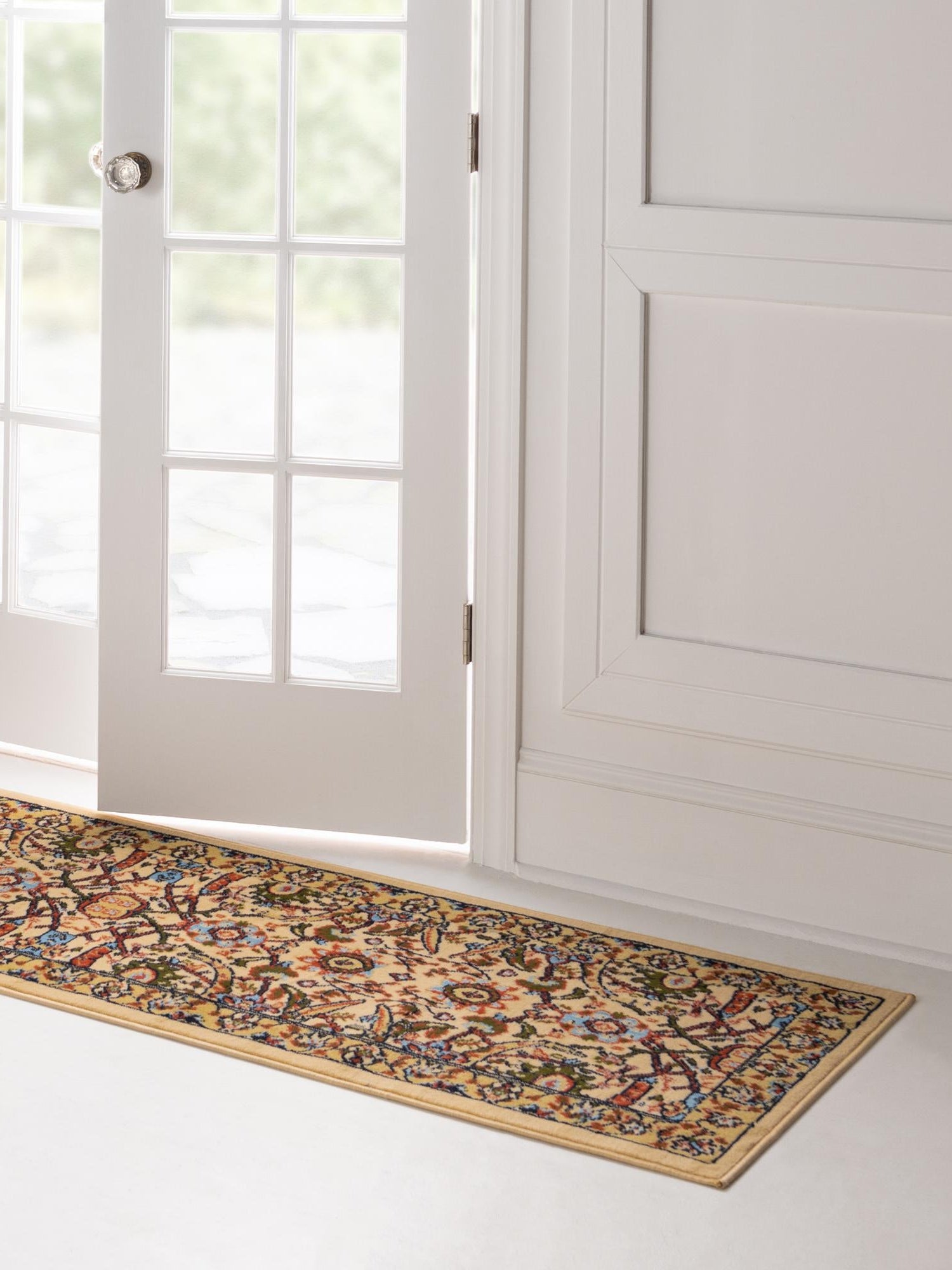 Cream 2' 7 x 10' Espahan Runner Area Rug 100% Polypropylene Stain Resistant Carpet With Cotton Backing Vivid Colorful Traditional Interior Design for Sale at Rug Engine