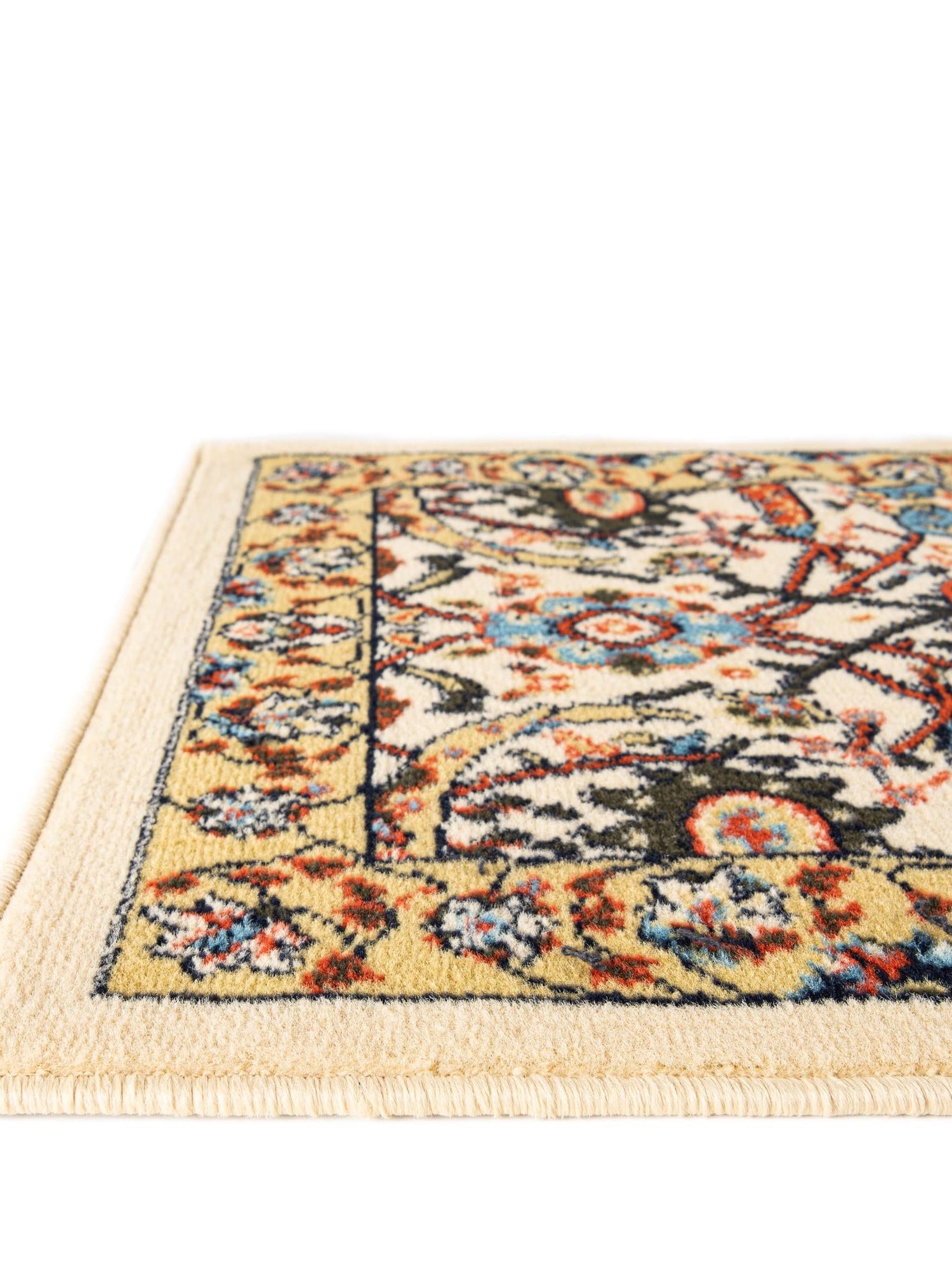 Cream 2' 7 x 10' Espahan Runner Area Rug 100% Polypropylene Stain Resistant Carpet With Cotton Backing Vivid Colorful Traditional Interior Design for Sale at Rug Engine