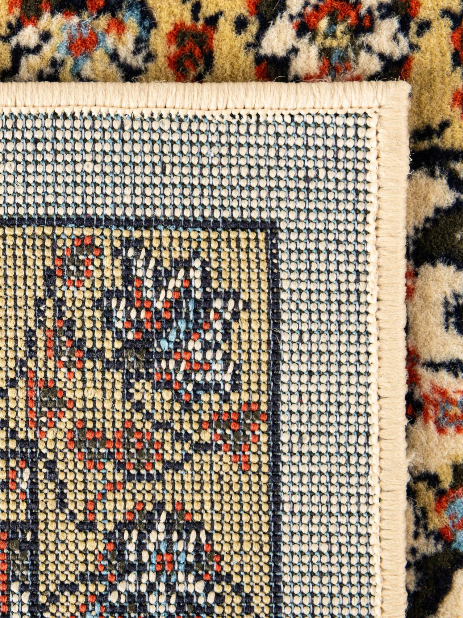 Cream 2' 7 x 10' Espahan Runner Area Rug 100% Polypropylene Stain Resistant Carpet With Cotton Backing Vivid Colorful Traditional Interior Design for Sale at Rug Engine