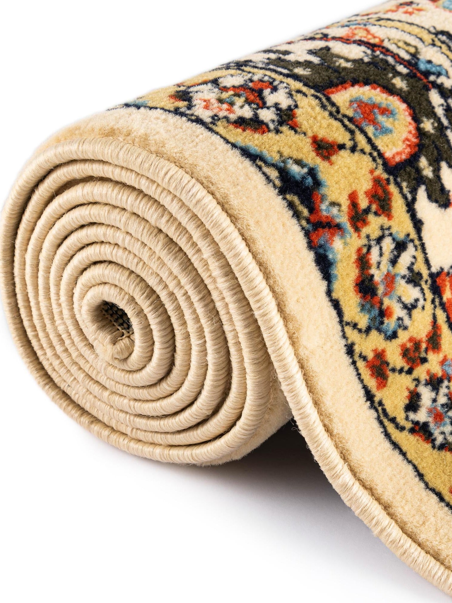 Cream 2' x 8' 2 Espahan Runner Area Rug 100% Polypropylene Stain Resistant Carpet With Cotton Backing Vivid Colorful Traditional Interior Design for Sale at Rug Engine