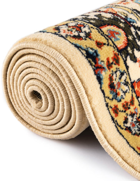 Cream 2' x 8' 2 Espahan Runner Area Rug 100% Polypropylene Stain Resistant Carpet With Cotton Backing Vivid Colorful Traditional Interior Design for Sale at Rug Engine
