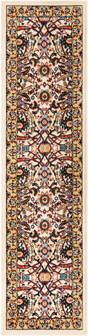 Cream 2' x 8' 2 Espahan Runner Area Rug 100% Polypropylene Stain Resistant Carpet With Cotton Backing Vivid Colorful Traditional Interior Design for Sale at Rug Engine