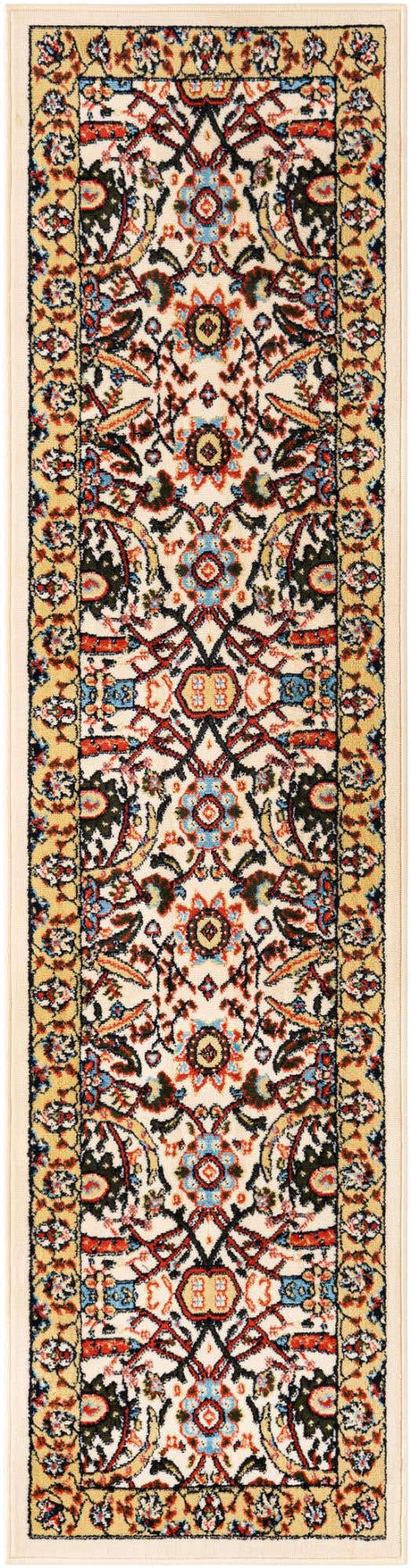 Cream 2' x 8' 2 Espahan Runner Area Rug 100% Polypropylene Stain Resistant Carpet With Cotton Backing Vivid Colorful Traditional Interior Design for Sale at Rug Engine