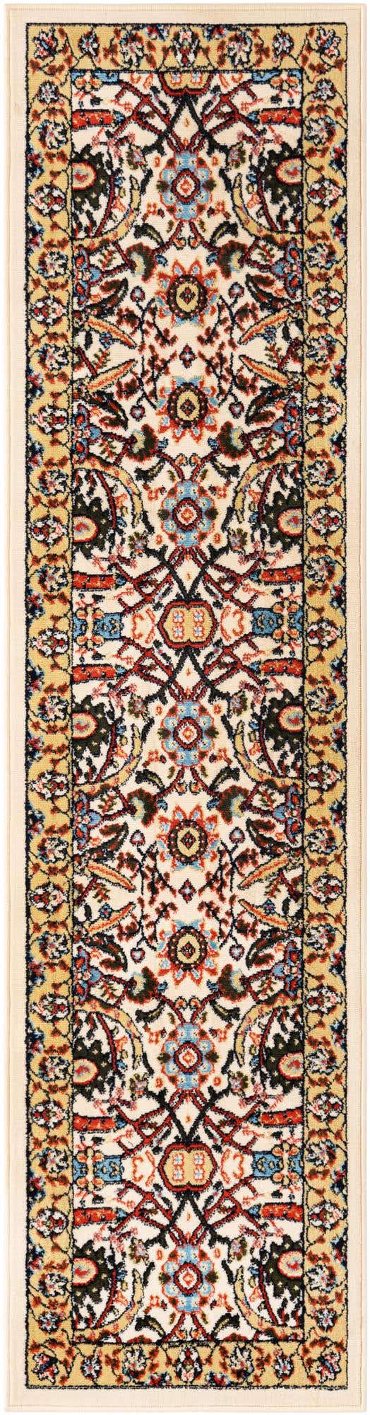 Cream 2' x 8' 2 Espahan Runner Area Rug 100% Polypropylene Stain Resistant Carpet With Cotton Backing Vivid Colorful Traditional Interior Design for Sale at Rug Engine