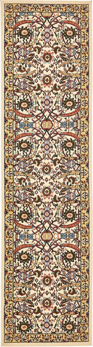 Cream 2' 7 x 10' Espahan Runner Area Rug 100% Polypropylene Stain Resistant Carpet With Cotton Backing Vivid Colorful Traditional Interior Design for Sale at Rug Engine