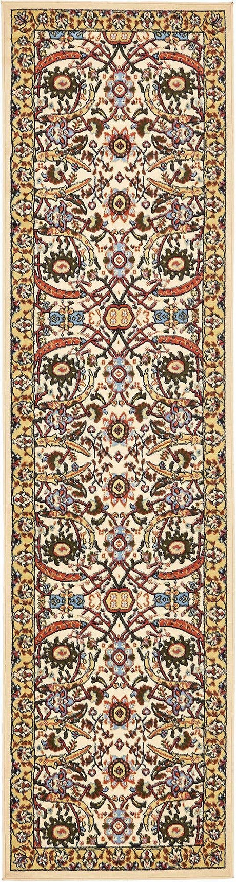 Cream 2' 7 x 10' Espahan Runner Area Rug 100% Polypropylene Stain Resistant Carpet With Cotton Backing Vivid Colorful Traditional Interior Design for Sale at Rug Engine