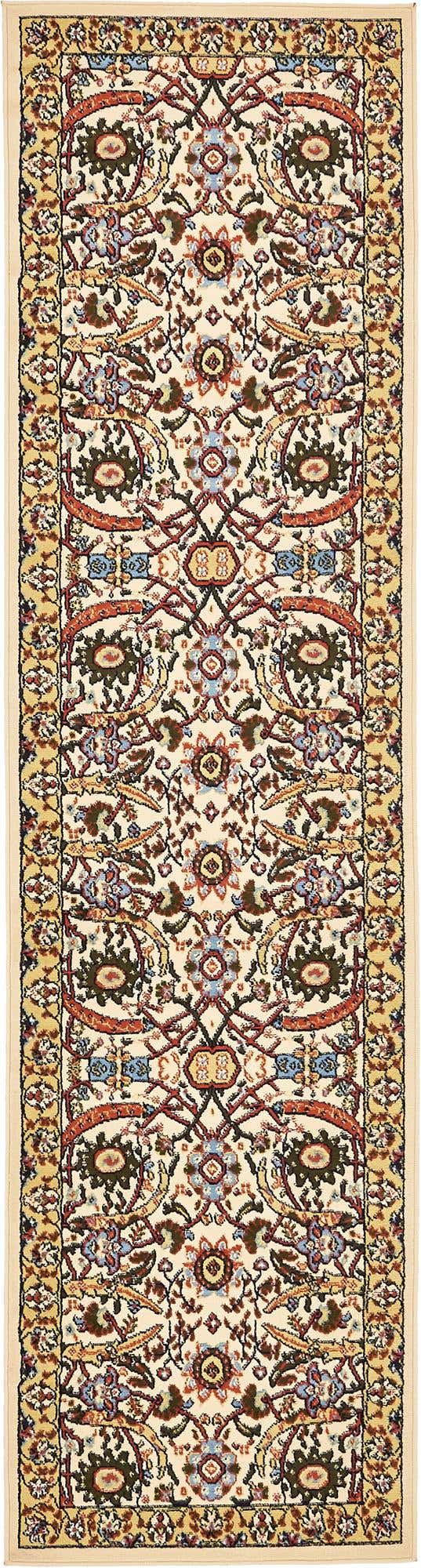 Cream 2' 7 x 10' Espahan Runner Area Rug 100% Polypropylene Stain Resistant Carpet With Cotton Backing Vivid Colorful Traditional Interior Design for Sale at Rug Engine