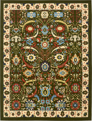 Green 10' x 13' 1 Espahan Rectangle Area Rug 100% Polypropylene Stain Resistant Carpet With Cotton Backing Vivid Colorful Traditional Interior Design for Sale at Rug Engine
