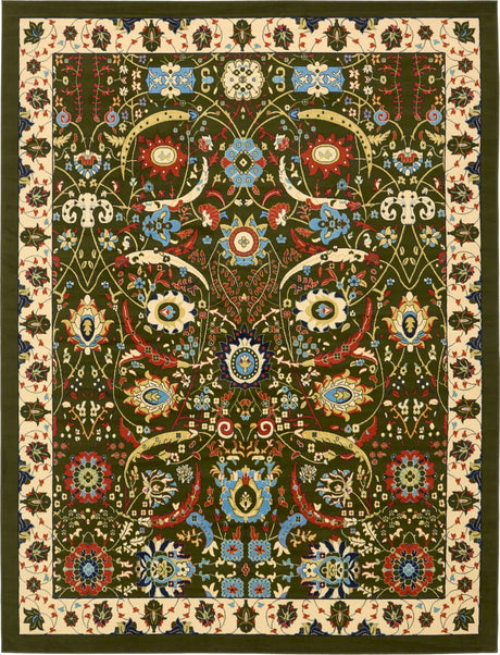 Green 10' x 13' 1 Espahan Rectangle Area Rug 100% Polypropylene Stain Resistant Carpet With Cotton Backing Vivid Colorful Traditional Interior Design for Sale at Rug Engine