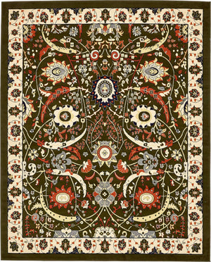 Green 7' 10 x 10' Espahan Rectangle Area Rug 100% Polypropylene Stain Resistant Carpet With Cotton Backing Vivid Colorful Traditional Interior Design for Sale at Rug Engine