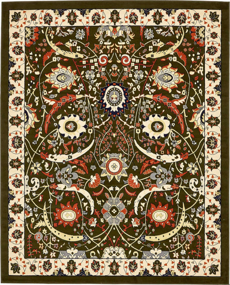 Green 7' 10 x 10' Espahan Rectangle Area Rug 100% Polypropylene Stain Resistant Carpet With Cotton Backing Vivid Colorful Traditional Interior Design for Sale at Rug Engine
