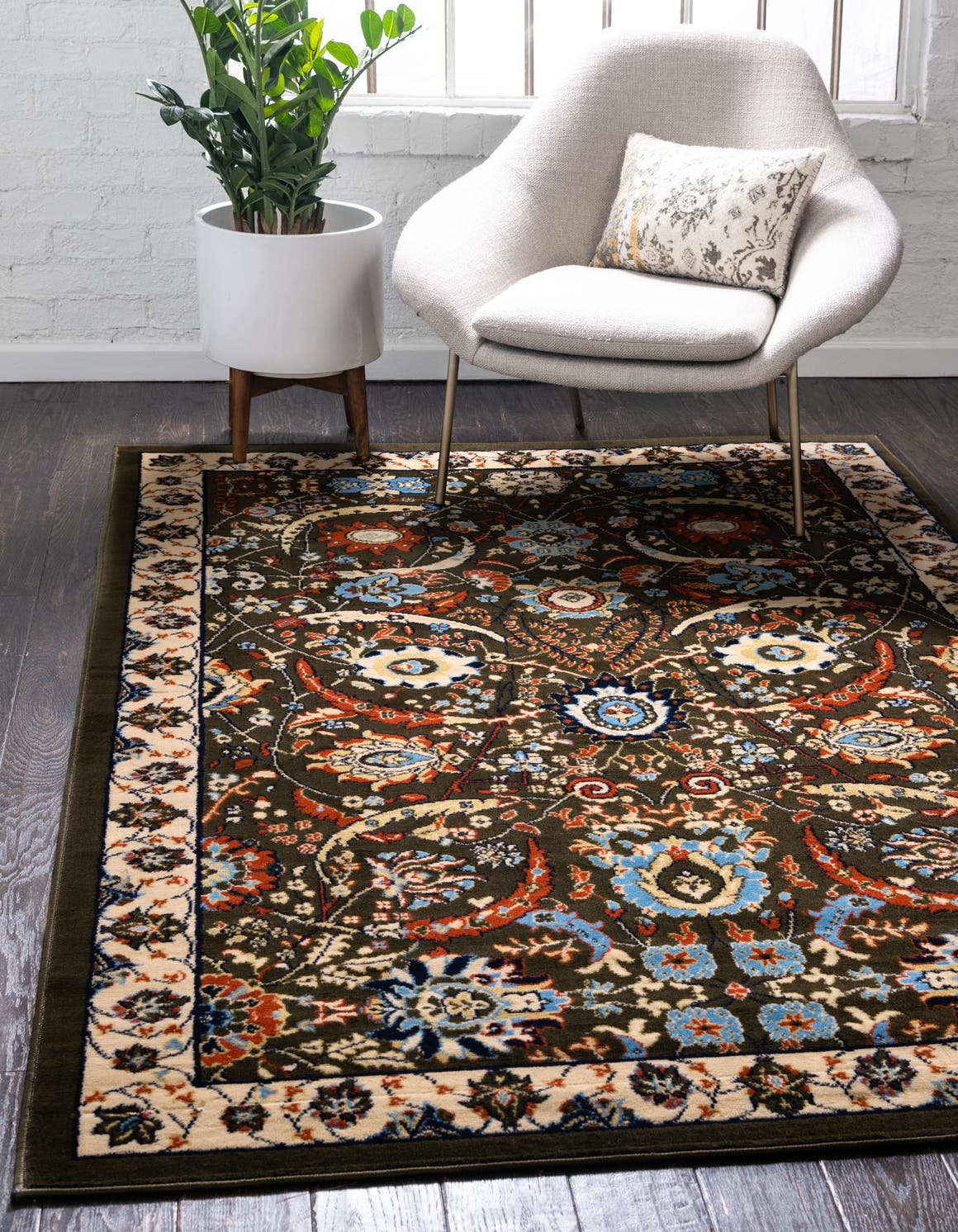 Green 2' x 3' 1 Espahan Rectangle Area Rug 100% Polypropylene Stain Resistant Carpet With Cotton Backing Vivid Colorful Traditional Interior Design for Sale at Rug Engine