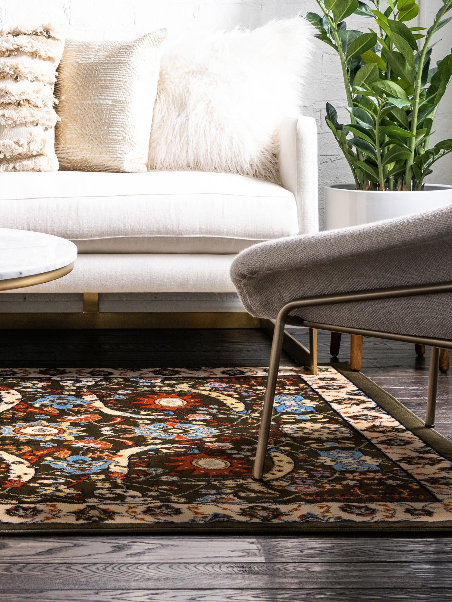 Green 6' 1 x 9' Espahan Rectangle Area Rug 100% Polypropylene Stain Resistant Carpet With Cotton Backing Vivid Colorful Traditional Interior Design for Sale at Rug Engine