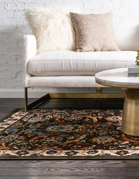 Green 6' 1 x 9' Espahan Rectangle Area Rug 100% Polypropylene Stain Resistant Carpet With Cotton Backing Vivid Colorful Traditional Interior Design for Sale at Rug Engine