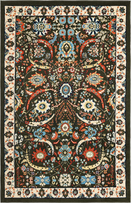 Green 5' 3 x 8' Espahan Rectangle Area Rug 100% Polypropylene Stain Resistant Carpet With Cotton Backing Vivid Colorful Traditional Interior Design for Sale at Rug Engine